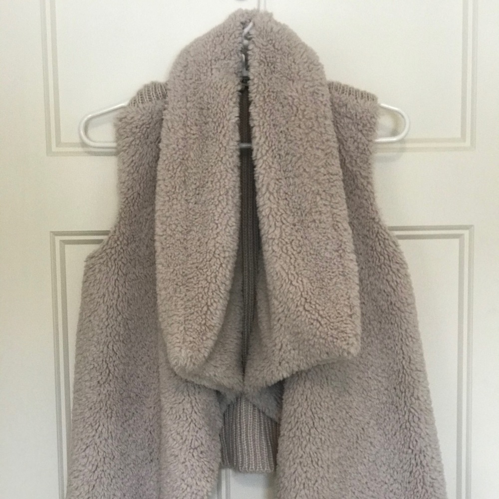 Beige faux fur vest